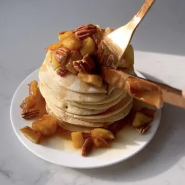 Caramelised apple fluffy pancakes
