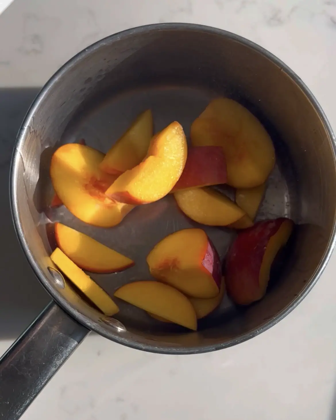 Fry the peaches