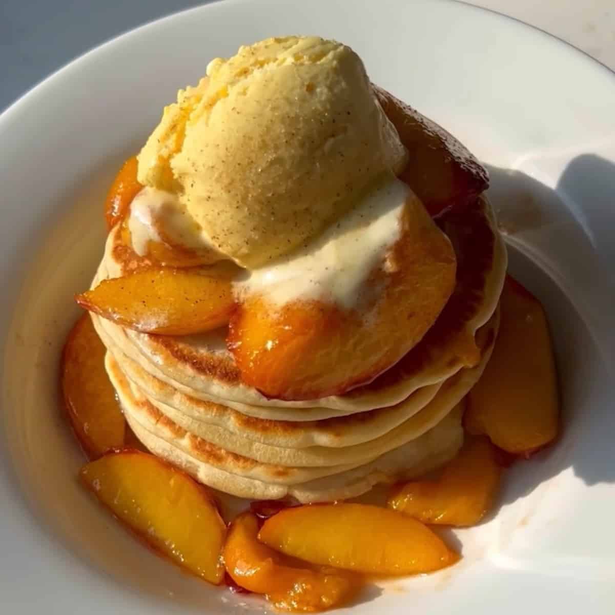 peaches and ice cream pancakes