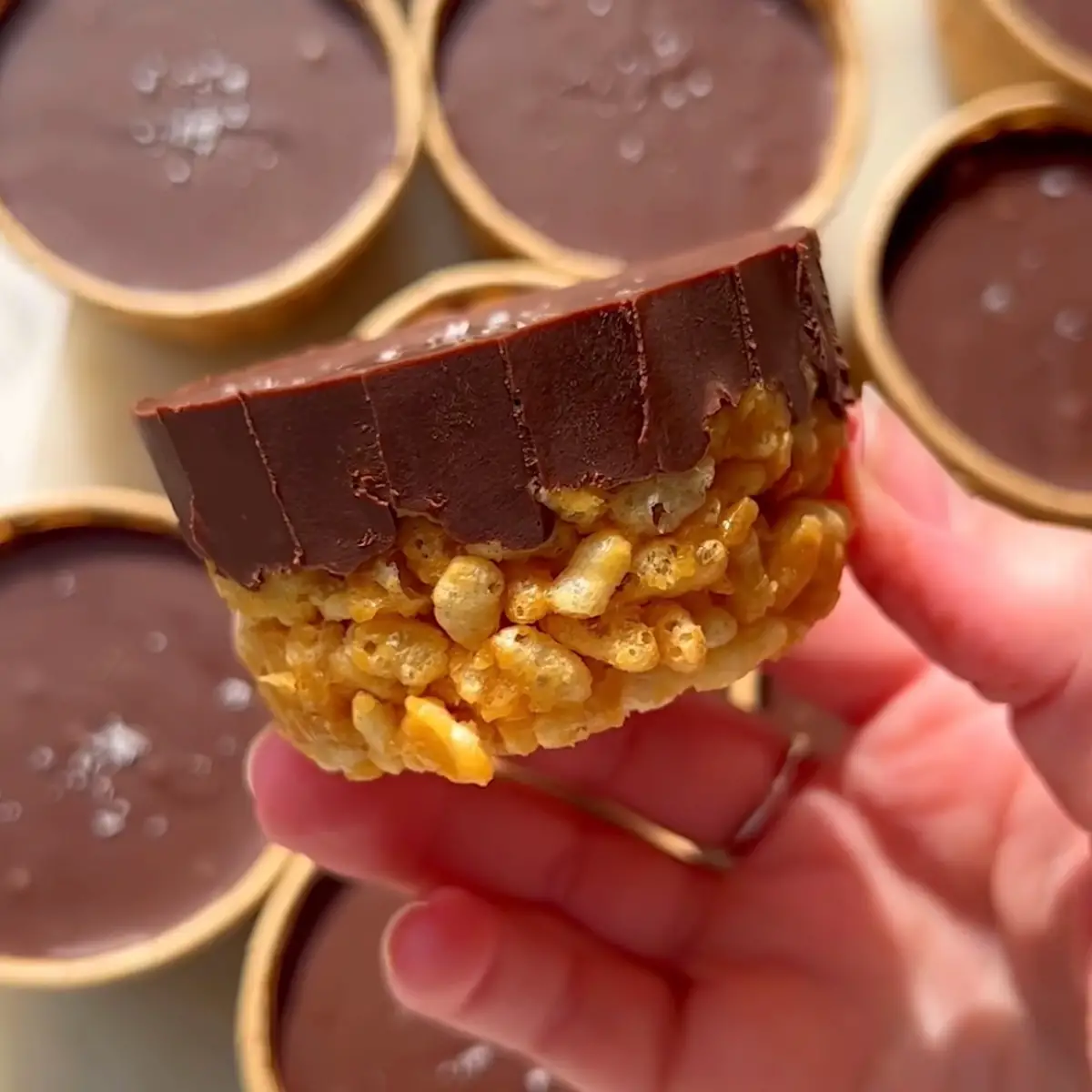 Peanut Butter and Chocolate Rice Crispy Cups