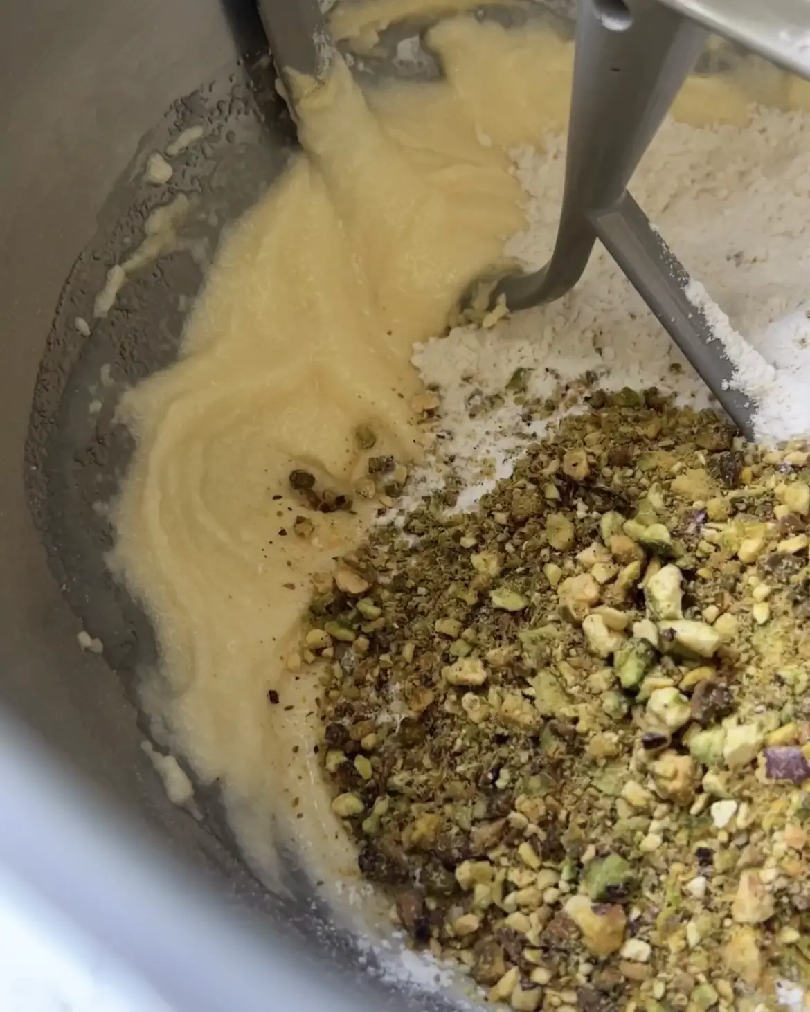 make the pistachio cake batter